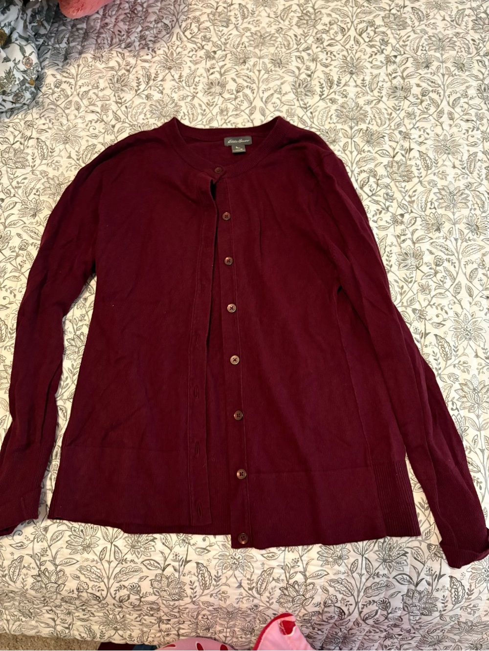 Classic Women's Burgundy Button-Front Cardigan Sweater